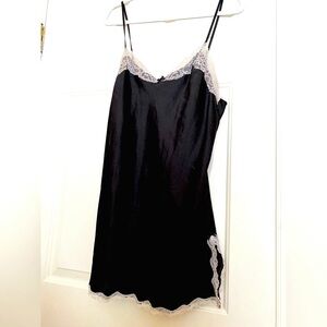 Black Silky Slip with Lace